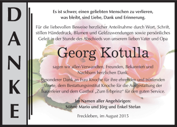 Traueranzeige von Georg Kotulla von Mitteldeutsche Zeitung Aschersleben