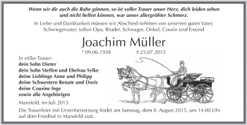 Traueranzeige von Joachim Müller von Super Sonntag SGH Mansf. Land