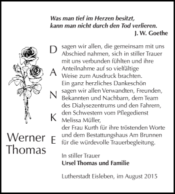 Traueranzeige von Werner Thomas von Super Sonntag SGH Mansf. Land