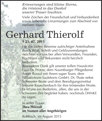 Traueranzeige von Gerhard Thierolf von Mitteldeutsche Zeitung Naumburg/Nebra