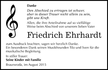 Traueranzeige von Friedrich Ehrhardt von Mitteldeutsche Zeitung Naumburg/Nebra