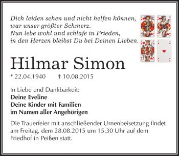 Traueranzeige von Hilmar Simon von Mitteldeutsche Zeitung