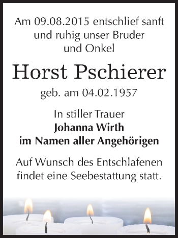 Traueranzeige von Horst Pschierer von Mitteldeutsche Zeitung Naumburg/Nebra