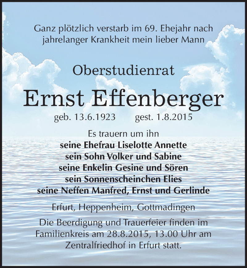  Traueranzeige für Ernst Effenberger vom 12.08.2015 aus Mitteldeutsche Zeitung Köthen
