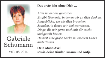 Traueranzeige von Gabriele Schumann von Super Sonntag Wittenberg