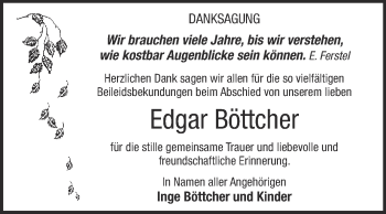 Traueranzeige von Edgar Böttcher von WVG - Wochenspiegel Dessau / Köthen