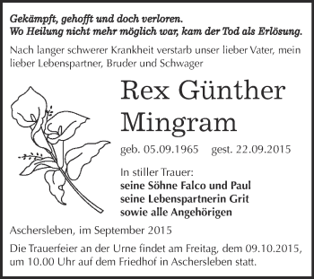 Traueranzeige von Heinrich Schuster von Mitteldeutsche Zeitung Mansfelder Land