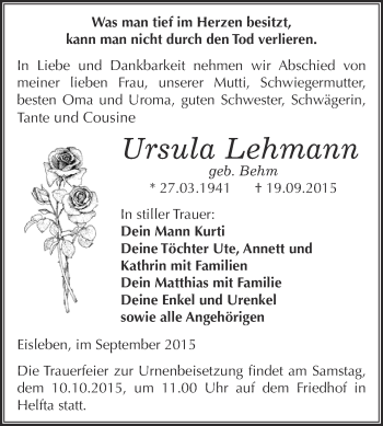 Traueranzeige von Charlotte Berger von Mitteldeutsche Zeitung Quedlinburg