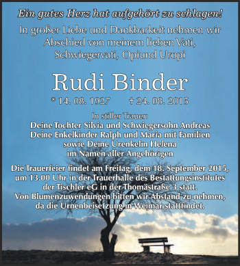 Traueranzeige von Rolf Dieter Schwandner von Mitteldeutsche Zeitung Zeitz