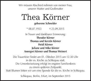 Traueranzeige von Elfriede Riediger von Mitteldeutsche Zeitung Merseburg/Querfurt