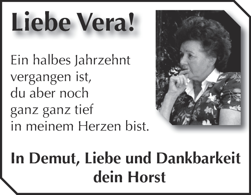  Traueranzeige für Vera  vom 16.09.2015 aus Super Sonntag Bernburg