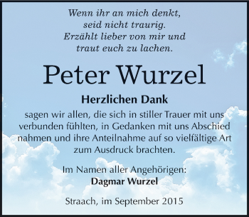 Traueranzeige von Peter Wurzel von Mitteldeutsche Zeitung Wittenberg