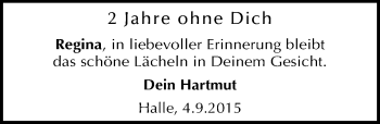 Traueranzeige von Regina  von Mitteldeutsche Zeitung Halle/Saalkreis