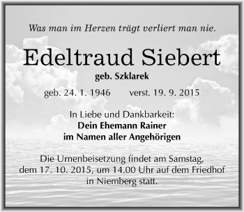 Traueranzeige von Edeltraud Siebert von Mitteldeutsche Zeitung Halle/Saalkreis