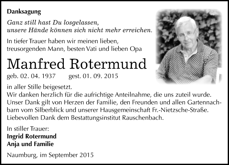  Traueranzeige für Manfred Rotermund vom 26.09.2015 aus Mitteldeutsche Zeitung Naumburg/Nebra