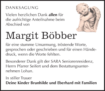 Traueranzeige von Margit Böbber von Mitteldeutsche Zeitung Bitterfeld