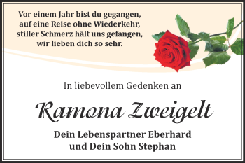 Traueranzeige von Ramona Zweigelt von Super Sonntag Zeitz