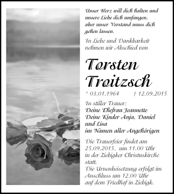 Traueranzeige von Torsten Troitzsch von WVG - Wochenspiegel Dessau / Köthen