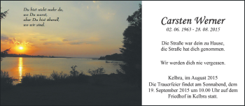 Traueranzeige von Carsten Werner von WVG - Wochenspiegel SGH