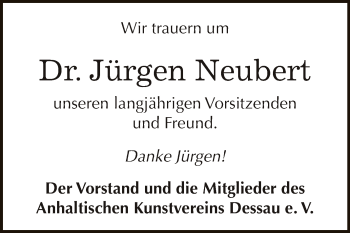 Traueranzeige von Jürgen Neubert von WVG - Wochenspiegel Dessau / Köthen