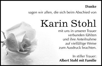 Traueranzeige von Karin Stohl von Mitteldeutsche Zeitung Bitterfeld