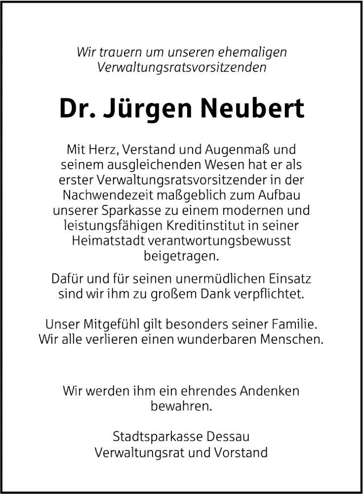  Traueranzeige für Jürgen Neubert vom 14.09.2015 aus Mitteldeutsche Zeitung Dessau-Roßlau