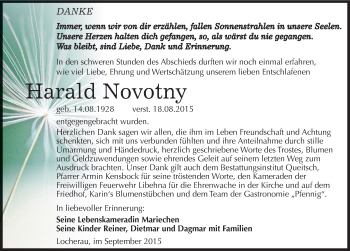 Traueranzeige von Harald Novotny von Mitteldeutsche Zeitung Köthen