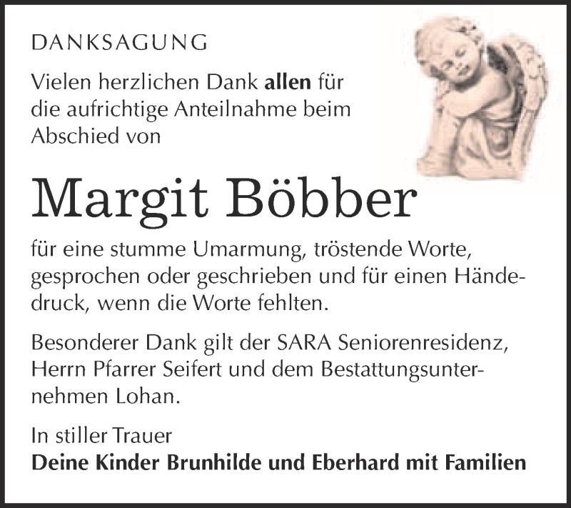  Traueranzeige für Margit Böbber vom 30.09.2015 aus WVG - Wochenspiegel Bitterfeld