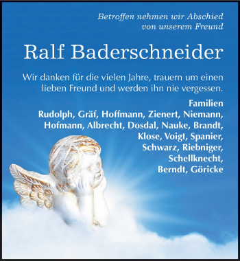 Traueranzeige von Ralf Baderschneider von Mitteldeutsche Zeitung Weißenfels