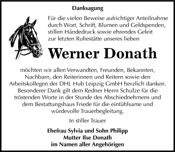 Traueranzeige von Werner Donath von Mitteldeutsche Zeitung Dessau-Roßlau