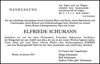 Traueranzeige von Elfriede Schumann von Mitteldeutsche Zeitung Quedlinburg