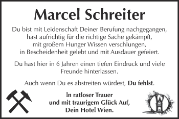 Traueranzeige von Marcel Schreiter von Super Sonntag Bernburg