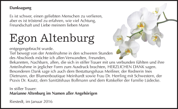 Traueranzeige von Egon Altenburg von Mitteldeutsche Zeitung Sangerhausen
