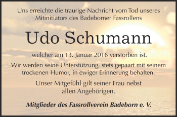 Traueranzeige von Udo Schumann von Super Sonntag Quedlinburg