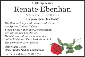 Traueranzeige von Renate Ebenhan von WVG - Wochenspiegel Wittenberg