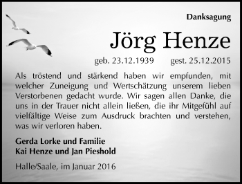 Traueranzeige von Jörg Henze von Mitteldeutsche Zeitung Halle/Saalkreis
