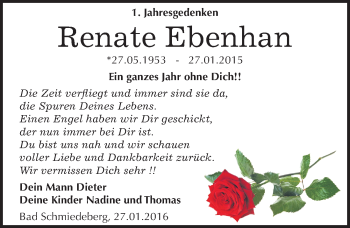 Traueranzeige von Renate Ebenhan von Mitteldeutsche Zeitung Wittenberg
