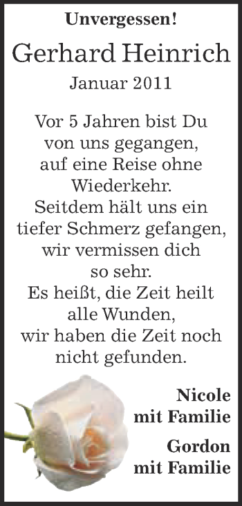 Traueranzeige von Gerhard Heinrich von Super Sonntag Bernburg