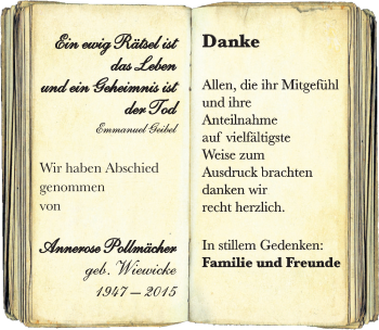 Traueranzeige von Annerose Pollmächer von Mitteldeutsche Zeitung Naumburg/Nebra