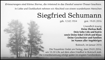 Traueranzeige von Siegfried Schumann von Mitteldeutsche Zeitung
