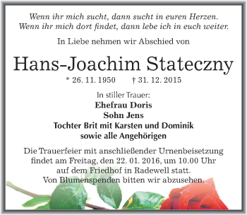 Traueranzeige von Hans-Joachim Stateczny von Mitteldeutsche Zeitung Halle/Saalkreis