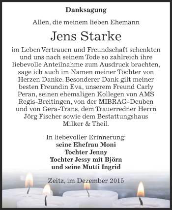 Traueranzeige von Jens Starke von Super Sonntag Zeitz