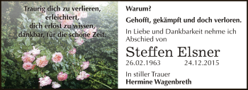 Traueranzeige von Steffen Elsner von Super Sonntag Zeitz