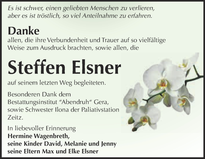  Traueranzeige für Steffen Elsner vom 16.01.2016 aus Super Sonntag Zeitz