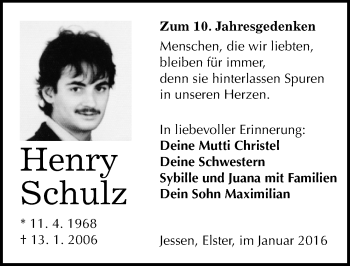 Traueranzeige von Henry Schulz von Mitteldeutsche Zeitung Wittenberg