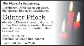 Traueranzeige von Günter Pflock von WVG - Wochenspiegel Merseburg