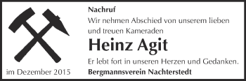 Traueranzeige von Heinz Agit von WVG - Wochenspiegel Aschersleben