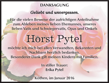 Traueranzeige von Horst Pytel von Mitteldeutsche Zeitung Köthen