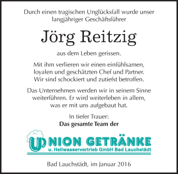 Traueranzeige von Jörg Reitzig von Mitteldeutsche Zeitung Merseburg/Querfurt