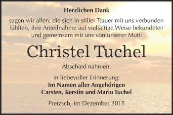 Traueranzeige von Christel Tuchel von WVG - Wochenspiegel Wittenberg